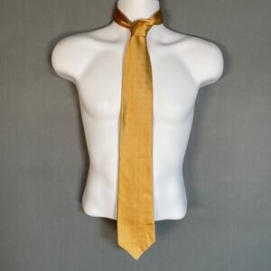 Calvin Klein Mens 100% Silk Neck Tie Gold Dot Long Luxury Preppy Business